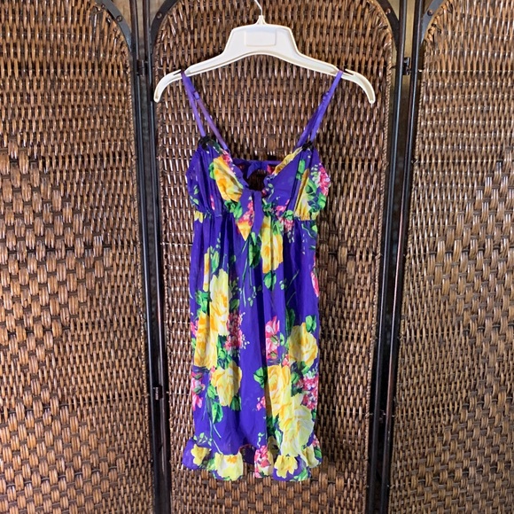 Vintage Betsey Johnson Purple Floral Slip Dress Size S - Picture 1 of 8